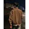 Jaqueta Bomber NOONOZ Americana Desconstruída Unissex Estilo Vintage, Coleção de Primavera Masculina, Peça de Couro PU Tendência e de Alta Qualidade