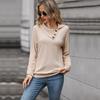 Bai Fen Zhi YiAmazon 2025 Nuevo Jersey de Punto Casual Transfronterizo Color Sólido Cuello Solapa para Mujer