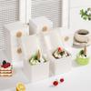 Caja pequeña para pastel de alto valor con relieve mousse vasco corte lasaña embalaje para hornear para postre impresión de logotipo