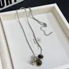 Colar com Pingente de Gota d'Água Olho de Tigre e Pingente de Uva para Mulheres, Corrente de Suéter Elegante e Única, Corrente Simples para Clavícula