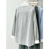 Camisa de comprimento médio 100kg, novo estilo outono, tamanho plus size para mulheres plus size, fresca e estilosa, color blocking, gola alta, camisa de manga comprida 0804