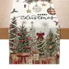 Camino de mesa navideño nuevo transfronterizo con estampado de Papá Noel y renos, decoración de mesa festiva, mantel largo, hecho a medida