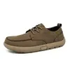 Zapatos para hombre de talla grande transfronterizos, zapatos casuales de cuero ante retro, zapatos planos holgados y transpirables con suelas suaves, adecuados para conducir