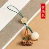 Bolsa de Flor de Loto Cordón para Teléfono Móvil Cadena para Teléfono Móvil Llavero con Colgante de Bodhi y Loto Colgante Lindo y Exquisito para Hombres y Mujeres Madera de Durazno