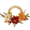 Festival de la Cosecha de Otoño de Amazon Corona Decorativa de Hojas de Arce Simuladas y Calabaza Corona Decorativa para Puerta Principal del Hogar de Acción de Gracias