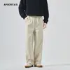 Roupas Masculinas Apo Calças Casuais Masculinas com Cadarço Transfronteiriças Outono e Inverno Tendência Versátil Soltas Retas Sarja Lã Calças
