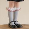25196 Calcetines de media pantorrilla para niñas Primavera y Otoño Rojo Pequeño Floral Doble Aguja Retro Lolita Calcetines de Princesa de Otoño para Niñas
