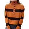 Nuevo suéter de punto a rayas con bloques de color transfronterizo para otoño e invierno, casual y versátil, cálido y elegante, top de corte holgado