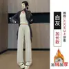 Calça feminina cinza de perna larga, novo estilo primavera 2026, solta, casual, com caimento relaxado, corte reto, versão estreita, adequada para figuras petites