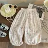 Pantalones Finos de Verano para Niñas Antimosquitos Pantalones Tobilleros para Bebé Niña Pantalones Holgados con Estampado de Dibujos Animados para Niños Pantalones Hasta el Tobillo