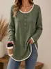 Top casual de manga larga con botones y cuello redondo de moda europea y americana 2026 autodesarrollado por Anno para tiendas independientes de Amazon