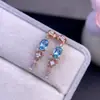 Aretes de Apatita Natural de Alta Claridad e Intenso Color, Piedra Suelta 4*6mm, Plata de Ley S925, Finamente Elaborados, Venta Directa del Fabricante