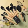 Juego de Utensilios de Cocina de Silicona, Juego de 12 Piezas de Utensilios de Cocina de Silicona Antiadherentes Resistentes al Calor, Libres de BPA, Juego de Cocina para Remover Espátula Volteador Cuchara Pinzas Batidor