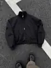 Chaqueta Bomber de Vuelo Estilo Americano Negra, Modelo Primavera y Otoño, Cuello Alto, Abrigo Corto Ancho de Corte Limpio, Marca de Moda para Hombre con un Toque de Alta Gama