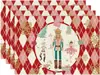 Manteles navideños transfronterizos 4 juegos de platos de cena tazas con tapetes termoaislantes Manteles decorativos para la atmósfera de las fiestas navideñas