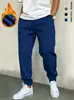 Calça jogger masculina lisa 220g, calça esportiva casual solta, estilo primavera e outono, design com cordão, simples e versátil