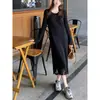 Saia midi franjada bonita popular deste ano outono feminino nova cor bloco listras manga longa solta slim fit