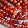 Ágata Vermelha Contas Soltas Ágata Listrada Vermelha Envolvida em Seda Contas Redondas Acessórios para Pulseira Colar DIY Materiais de Contas DIY Feito à Mão