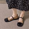 Zapatos de Cuero Pequeños Estilo Británico, Tacones Bajos, Zapatos Mary Jane Retro Franceses, Nuevas Bailarinas de Primavera 2025, Zapatos de Mujer con Hebilla de Una Línea