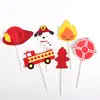 Decoração de bolo para assar pequeno bombeiro caminhão de bombeiros decoração cachorro cartão de chama mesa de sobremesa infantil vestir