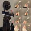Grampo de cabelo de flor de magnólia, grampo de cabelo de estilo antigo, acessório de cabelo Hanfu, acessório de cabelo de cheongsam para mulheres, grampo de metal com pérola e franja, grampo de cabelo de jade