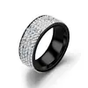 Anillo Popular Transfronterizo Europeo y Americano de Titanio con Cinco Filas de Diamantes para Mujer, Anillo de Diamante de Moda, Anillo de Moda Incrustado con Diamantes para Parejas, Joyería para la Mano