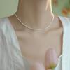 Collar de Cuentas Redondas Finas de 2 mm Swarovan Inmaculado para Mujer, Versátil Básico para Viajeras, Cadena Delgada para Clavícula