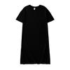 2026Treze CoresAlgodão Puro Cor Sólida Vestido de Verão com Fenda, Moda Solta Vestido Longo, Vestido Camiseta de Manga Curta
