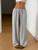 Roupas Femininas Europeias e Americanas Transfronteiriças Amazon Aliexpress Site Independente Cor Sólida Calça Longa Cintura Elástica Cordão Perna Larga Personalizado Oem