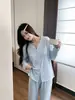 Em estoque com bojo 65 Pijama Tendência Algodão Outono Inverno Novo Conjunto de Homewear Feminino Dropshipping Frete Grátis