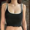 Yl24190 Estilo Europeo y Americano Sexy Encaje de Contraste Tirantes Cortos Verano Nuevo Sexy Top Corto que Muestra el Ombligo