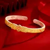 Pulsera de Plata de Ley Esmaltada Estilo Palacio para Mujer Pulsera de Plata Pura 9999 Estilo Chino Plata Dorada para Regalo de Madre y Novia