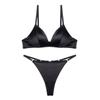 Ropa Interior Sexy Sin Aros de Venta Caliente Transfronteriza Delgada Sin Costuras Estampado de Leopardo Satén Mostrando Pechos Grandes Sujetador Francés Pequeño Conjunto de Dos Piezas