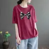 Comércio Exterior Transfronteiriço Desembaraço de Comércio Exterior Estoque Camisetas de Manga Curta de Marca Grande Verão Feminino Design de Nicho Senso Único Requintado Top