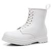 Lychee padrão 1460 Martin botas mulheres primeira camada de couro macio casal botas curtas couro branco puro botas de motocicleta redondo dedo do pé moda