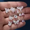 Prata Alto Retenção de Cor Floco de Neve de Diamante Cauda de Peixe Pingente Acessórios Liga Anti-Perfuração Borboleta Cauda de Peixe Pingente DIY Pulseira
