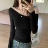 95% algodón, adecuado para primavera y otoño, camiseta elegante y modesta de manga larga con cuello en V para mujer, se puede usar como capa interior o como prenda exterior, corte ajustado, y te hace lucir más delgada