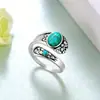 Joyas Amazon comercio electrónico transfronterizo europeo y americano anillo abierto floral retro plata turquesa anillo de mujer venta al por mayor