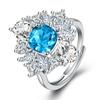 Novo anel de diamante gota d'água olho de cavalo zircônia irregular anel de safira paraíba aberto popular europeu e americano