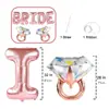 Letra Off-White Bride to Be Anel de Diamante Letra Garrafa de Vinho Taça de Vinho Balão Combinado Decoração de Festa de Casamento Pré-Casamento