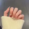 Unhas Vestíveis Feitas à Mão Lua Branca Olho de Gato Francês Nova Arte de Unhas Primavera/Verão Clareamento Elegante Blush Puro Desejo Unhas Removíveis