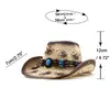 Sombrero de Playa Sencillo para Vacaciones Sombrero de Paja Antiguo de Mezclilla Occidental Sombrero para el Sol para Exteriores