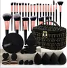 Venda transfronteiriça 47 conjuntos de ferramentas de beleza combinação lavagem bolsa de cosméticos 25 esponja pincel de maquiagem kit de viagem