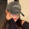 Gorra de Béisbol de Mezclilla Lavada Estilo Americano con Bordado de Letras para Mujer, Ala Ancha, Adelgazante, Ampliada y Profundizada, Gorra tipo Pico con Protección Solar