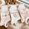 Calcetines Rosas Versátiles de Media Pantorrilla Lindos Estilo Ins para Primavera y Verano, Calcetines Deportivos de Moda con Dibujos Animados para Mujer, Calcetines de Media Pantorrilla para Adultos