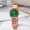 Reloj Cuadrado Dorado Nuevo para Mujer con Correa de Acero y Bambú, Estilo Ins, Sensación de Alta Gama, Artículo Popular Transfronterizo para Estudiantes de Nicho