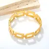 Pulseira de corrente quadrada oca, finamente trabalhada, pulseira de estilo único, aço inoxidável banhado a ouro 18K, joia transfronteiriça europeia e americana