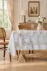 Mantel Rectangular de Encaje, Disponible en Stock, Diseño de Encaje Floral de Poliéster con Opciones de Flecos de Borlas o Borde Festoneado para Comedor, Boda, Fiesta y Decoración del Hogar, Suministro Directo de Fábrica