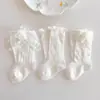 Meias Infantis, Meias Finas de Primavera e Verão, Meias de Malha Respiráveis, Acabamento em Renda, Meias até a Panturrilha Estilo Princesa com Renda para Bebês Meninas