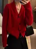 Cárdigan de Punto Trenzado con Bordado de Caballo Pequeño Estilo Old Money para Mujer, Otoño/Invierno 2026, Top con Cuello Solapa, Abrigo Holgado Adelgazante